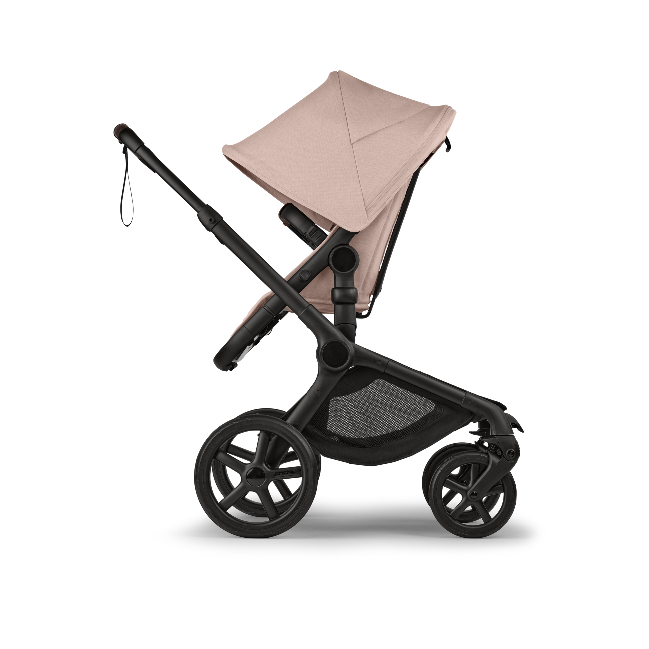 Bugaboo Fox 5 Renew seat pushchair, with black chassis, Desert Taupe Mélange fabrics, and Desert Taupe Mélange sun canopy. - Thumbnail Slide 3 of 12