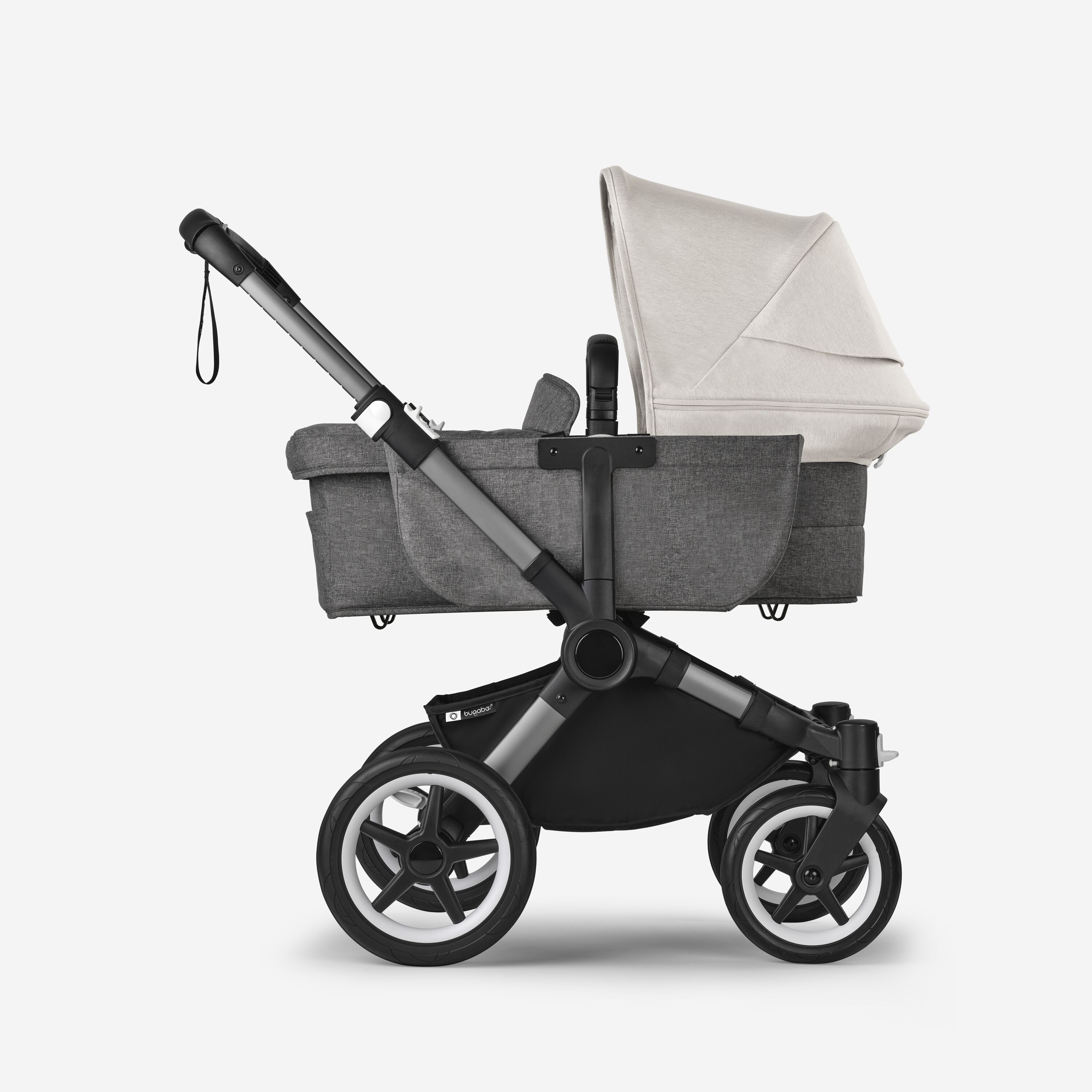 Bugaboo Donkey 5 Mono 2-in-1 stroller graphite base, grey mélange fabrics, misty white sun canopy - Main Modal Image Slide 3 of 12