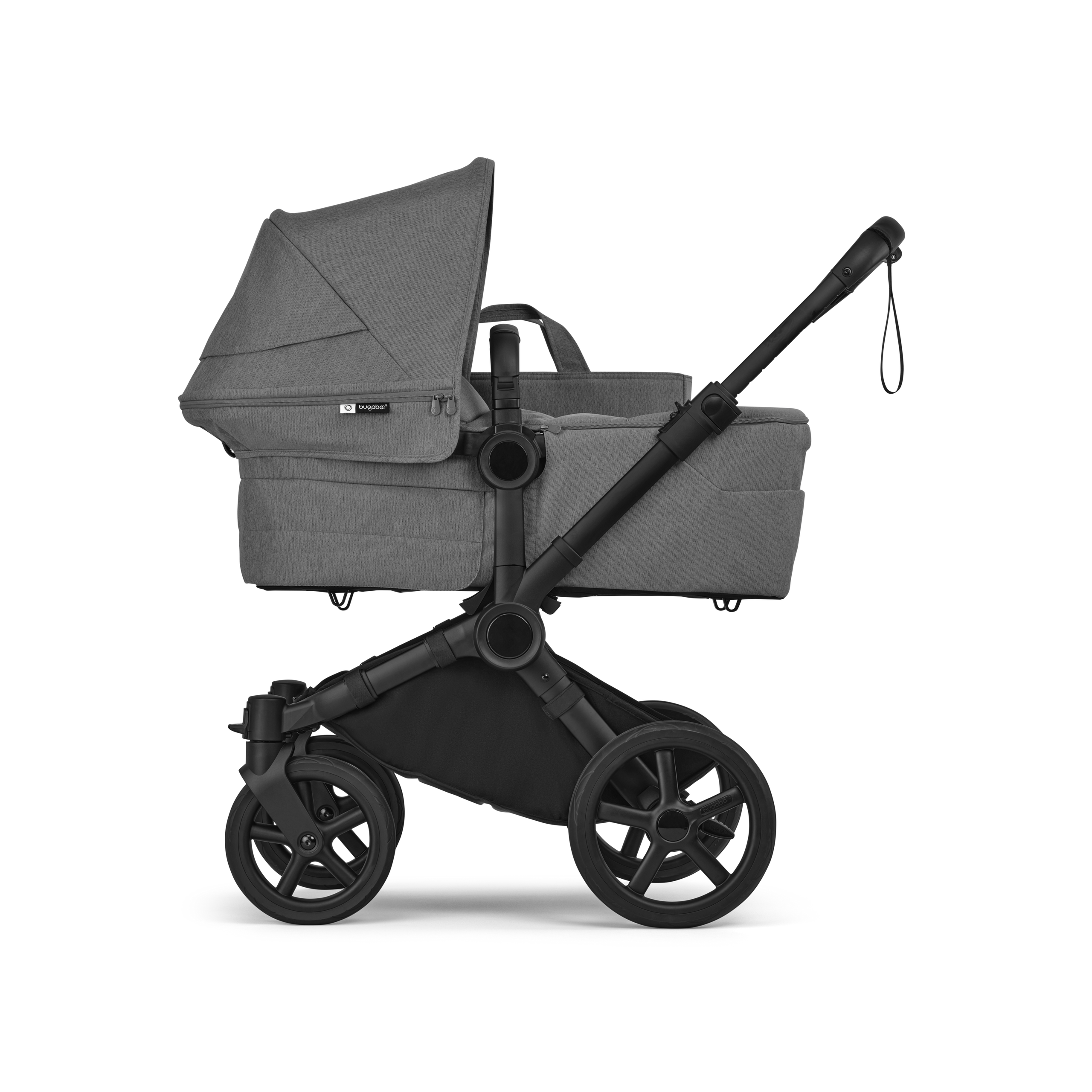 Bugaboo Donkey 6 2-in-1  stroller black base, moon grey fabrics, moon grey sun canopy - Thumbnail Slide 2 of 10