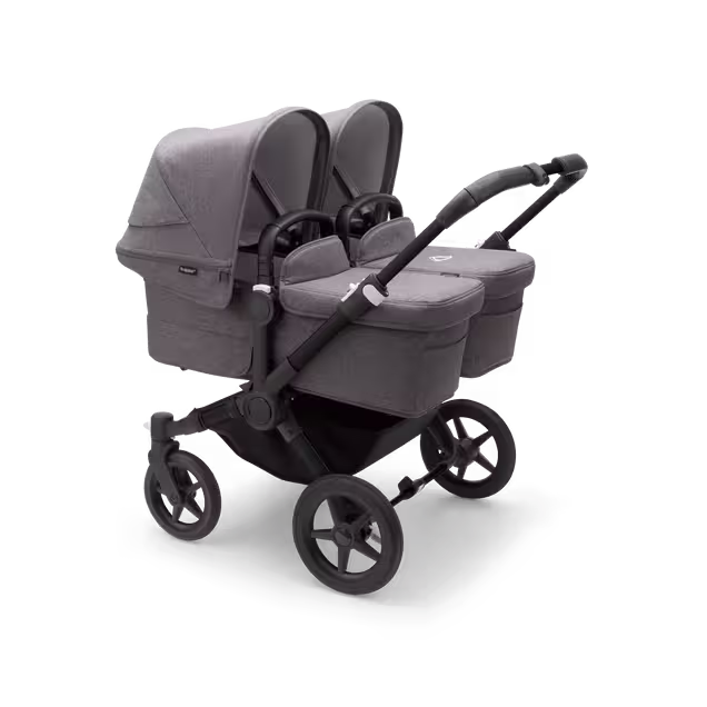 Bugaboo Donkey 5 twin stroller black base, grey mélange fabrics, grey mélange sun canopy - Main Image Slide 1 of 10