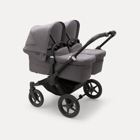 Bugaboo Donkey 5 twin stroller black base, grey mélange fabrics, grey mélange sun canopy