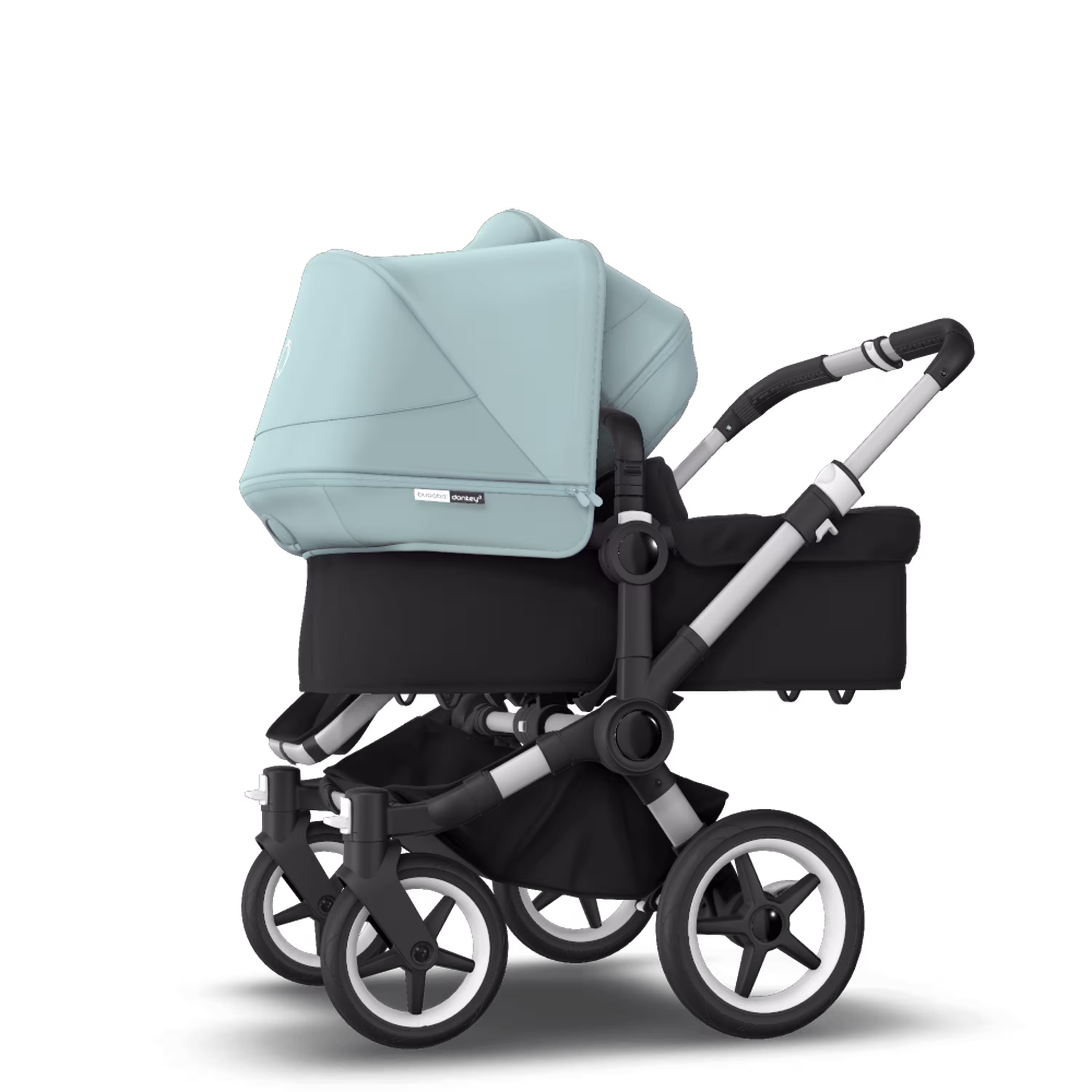 Bugaboo Donkey 3 Duo seat and bassinet stroller vapor blue sun canopy, black fabrics, aluminium base - Main Modal Image Slide 2 van 5