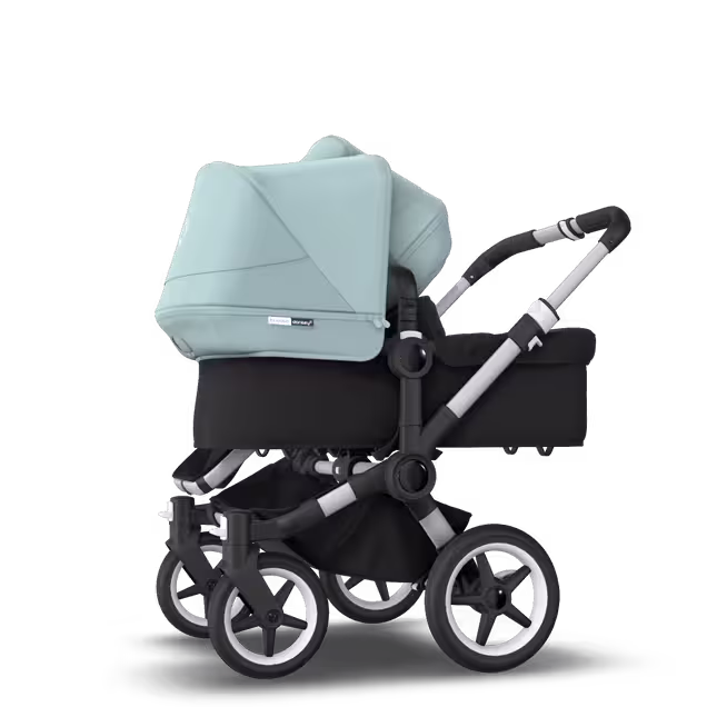 Bugaboo Donkey 3 Duo seat and bassinet stroller vapor blue sun canopy, black fabrics, aluminium base - Main Image Slide 2 van 5