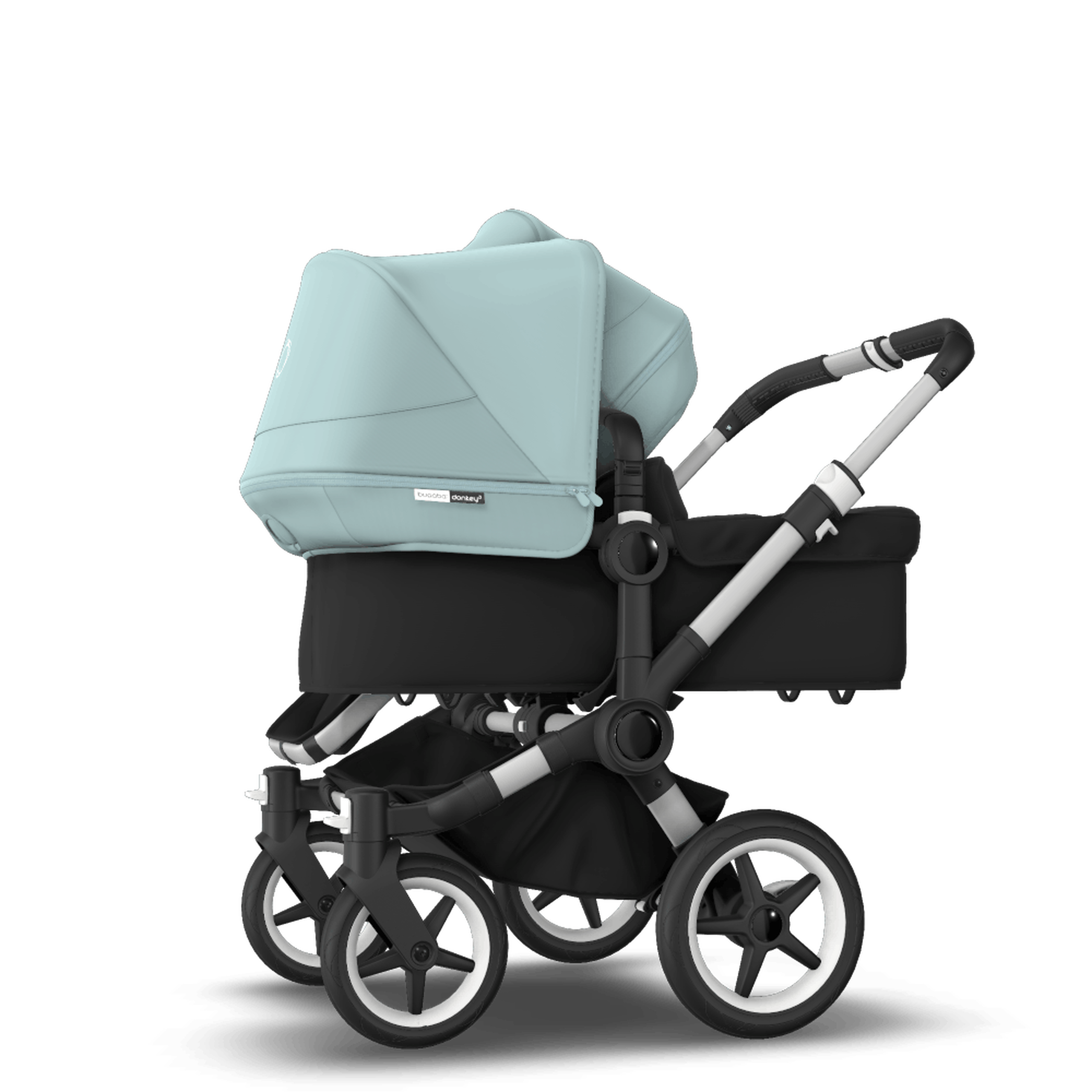 Bugaboo Donkey 3 Duo seat and bassinet stroller vapor blue sun canopy, black fabrics, aluminium base - Thumbnail Slide 2 of 5
