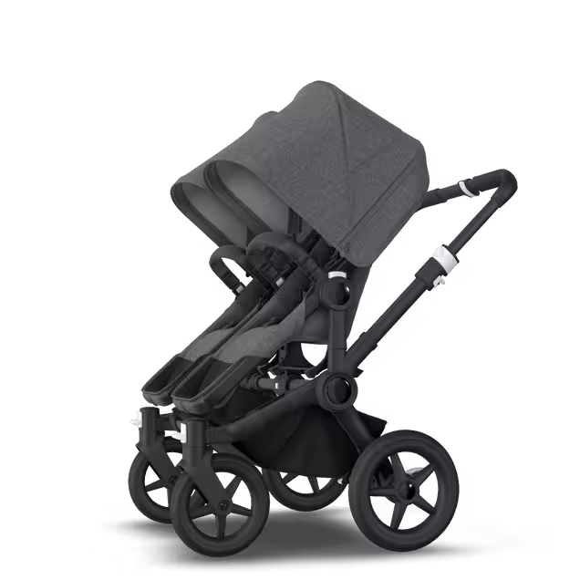 Bugaboo Donkey 3 Twin travel system grey melange sun canopy, grey melange fabrics, black base - Main Image Slide 14 of 18