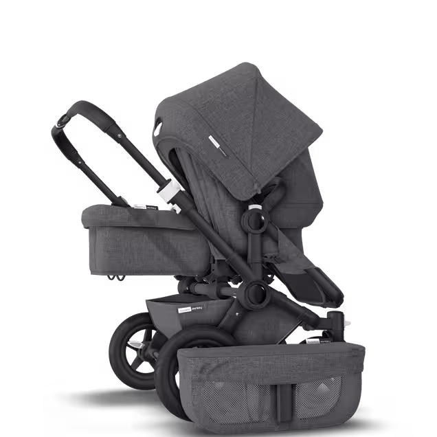 UK Bugaboo Donkey 2 Duo Classic Grey Melange, Black Chassis - Main Image Slide 6 of 6