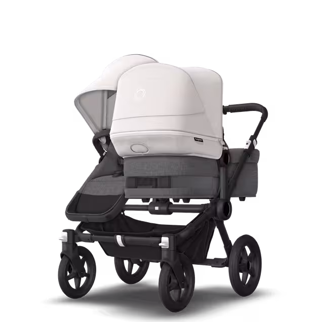 Bugaboo Donkey 5 Duo double stroller black base, grey mélange fabrics, misty white sun canopy - Main Image Slide 3 of 11