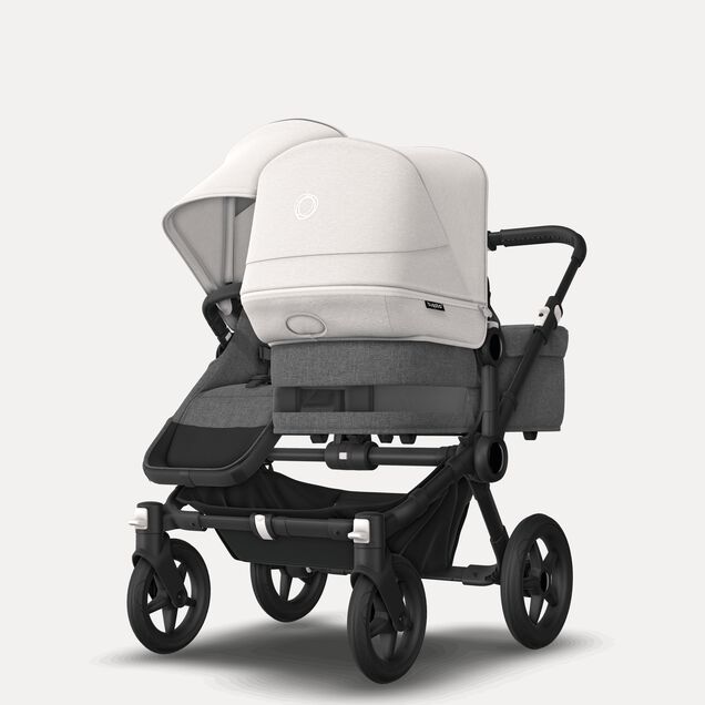 Bugaboo Donkey 5 Duo double stroller black base, grey mélange fabrics, misty white sun canopy - Main Image Slide 3 of 11
