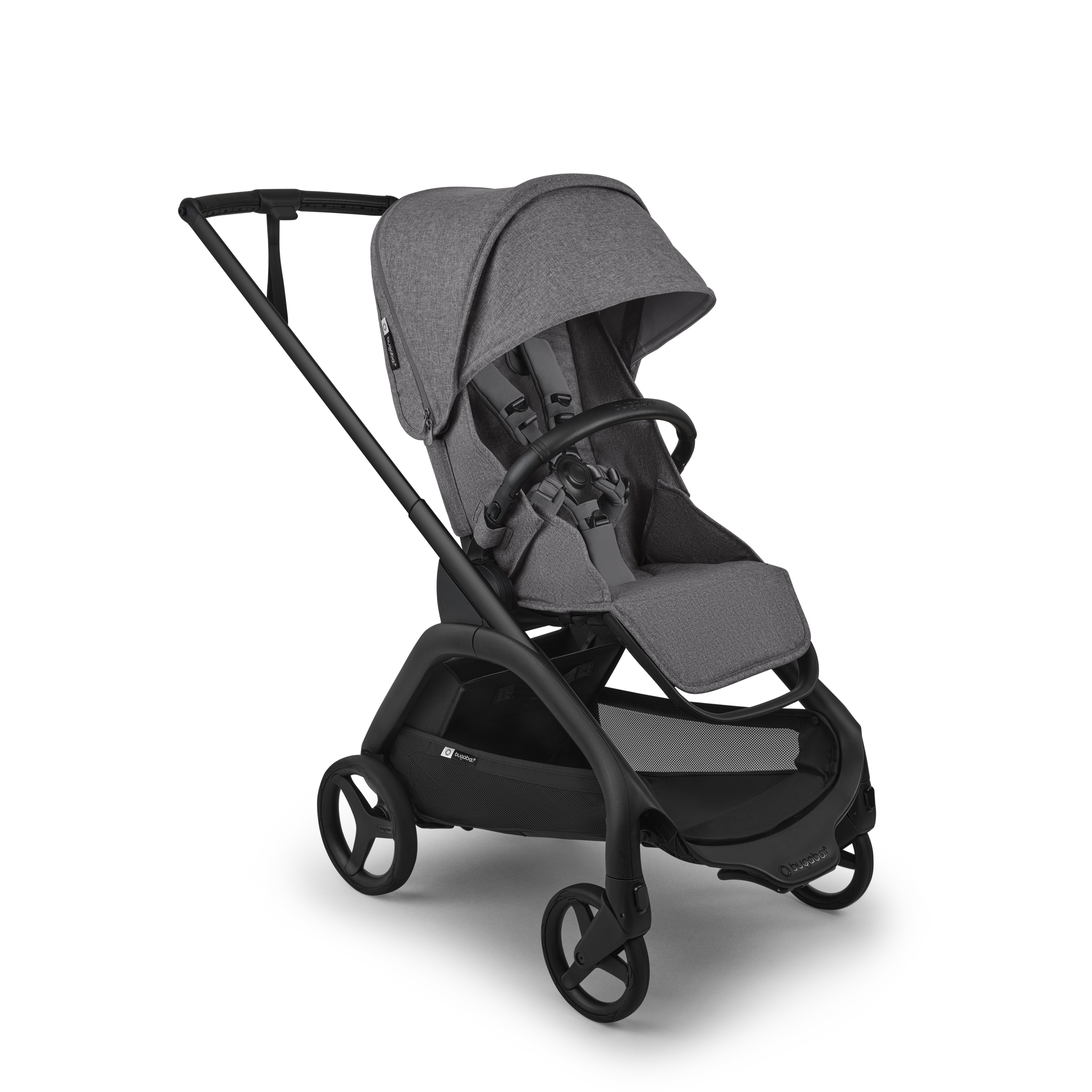Bugaboo Dragonfly Plus seat stroller black base, grey melange fabrics, grey melange sun canopy - Thumbnail Slide 1 of 11
