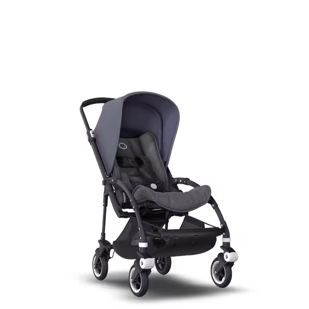 Bugaboo Bee 5 seat stroller steel blue sun canopy, grey melange fabrics, black base - Main Image Slide 1 of 6