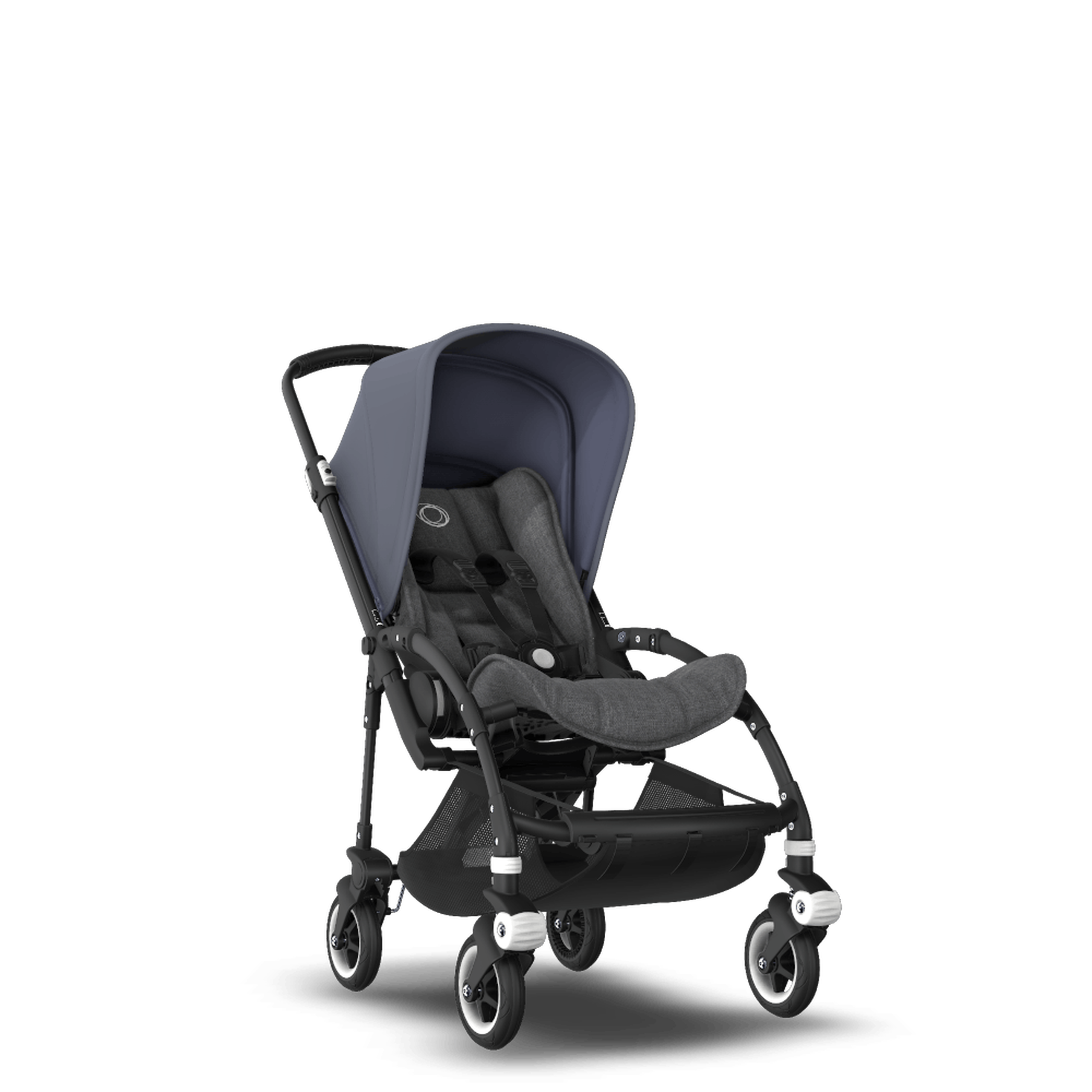 Bugaboo Bee 5 seat stroller steel blue sun canopy, grey melange fabrics, black base - Thumbnail Slide 1 of 6
