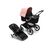 Bugaboo Fox 3 bassinet and seat stroller with graphite frame, black fabrics, and pink sun canopy. - Thumbnail Slide 1 of 7