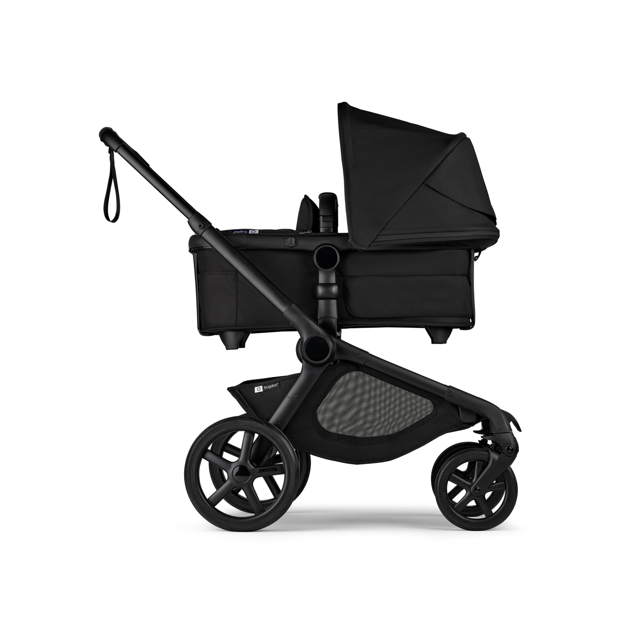Bugaboo Kangaroo 2-in-1 pram black base, midnight black fabrics, midnight black sun canopy - Thumbnail Slide 2 of 18