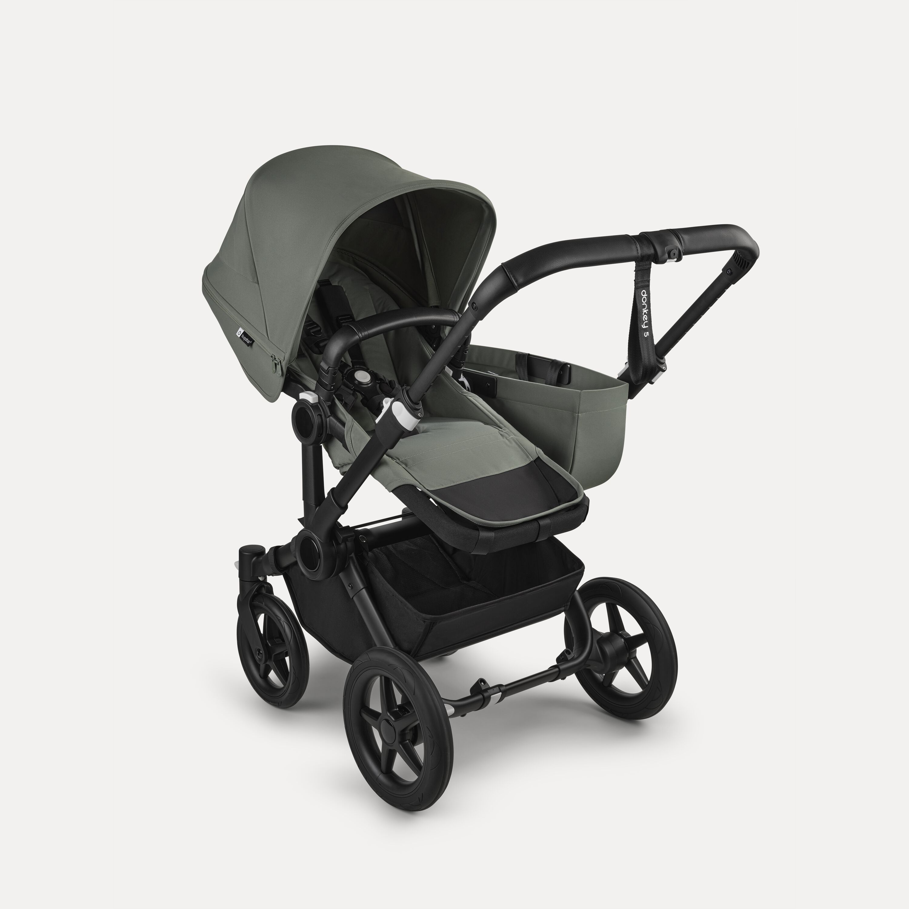Bugaboo Donkey 5 Mono 2-in-1 stroller black base, forest green fabrics, forest green sun canopy - Main Modal Image Slide 2 of 12