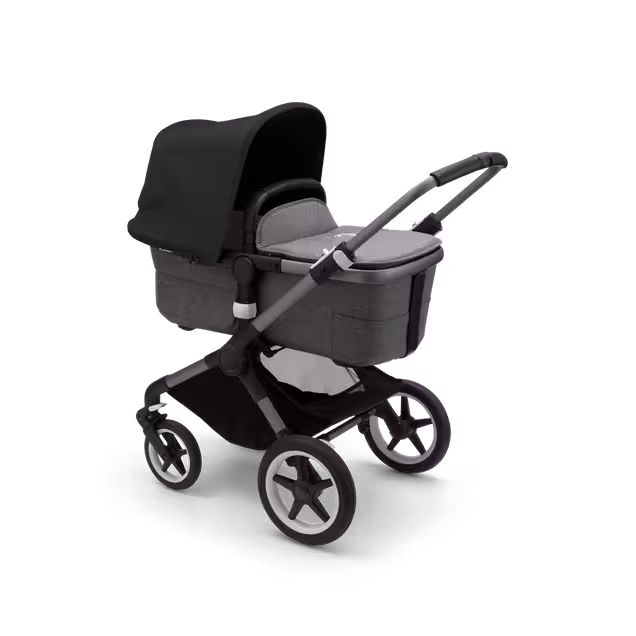 Bugaboo Fox 3 bassinet stroller with graphite frame, grey melange fabrics, and black sun canopy. - Main Image Slide 2 of 7