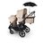 Bugaboo Kangaroo 2-in-1 tandem stroller with one bassinet above and one seat below, in Desert Taupe fabrics. A Bugaboo parasol is attached. - Thumbnail Slide 17 of 18