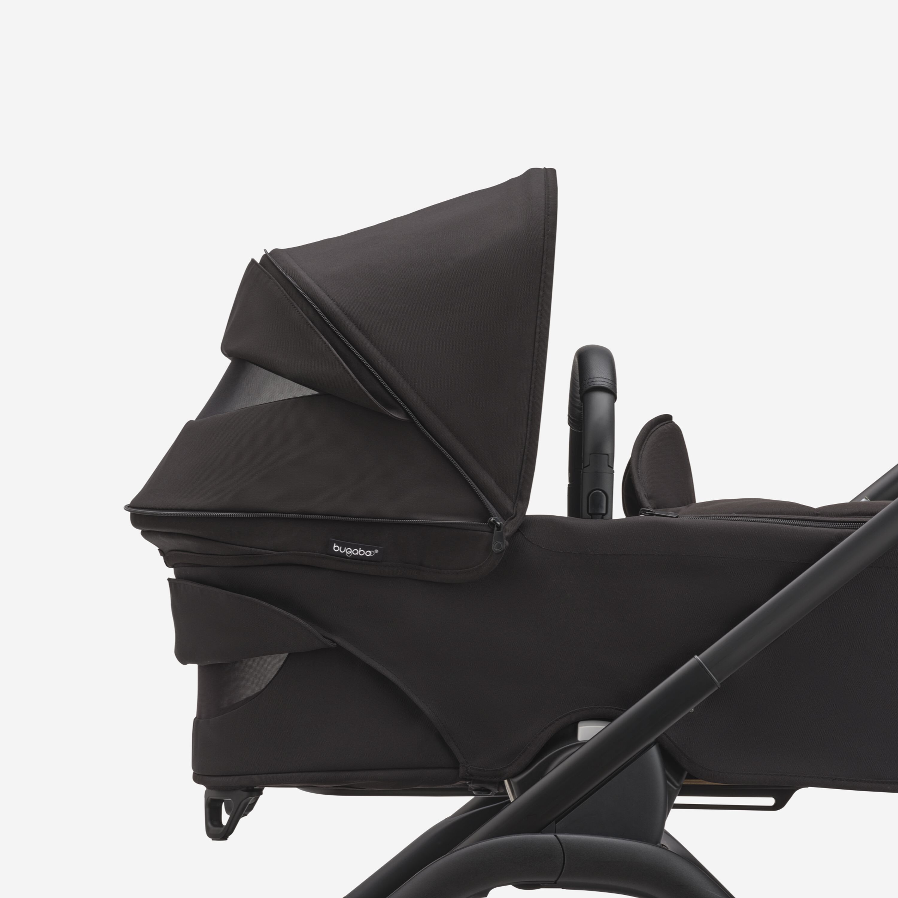 RBLU Bugaboo Dragonfly bassinet and seat stroller black base, midnight black fabrics, midnight black  sun canopy - Main Modal Image Slide 12 of 13