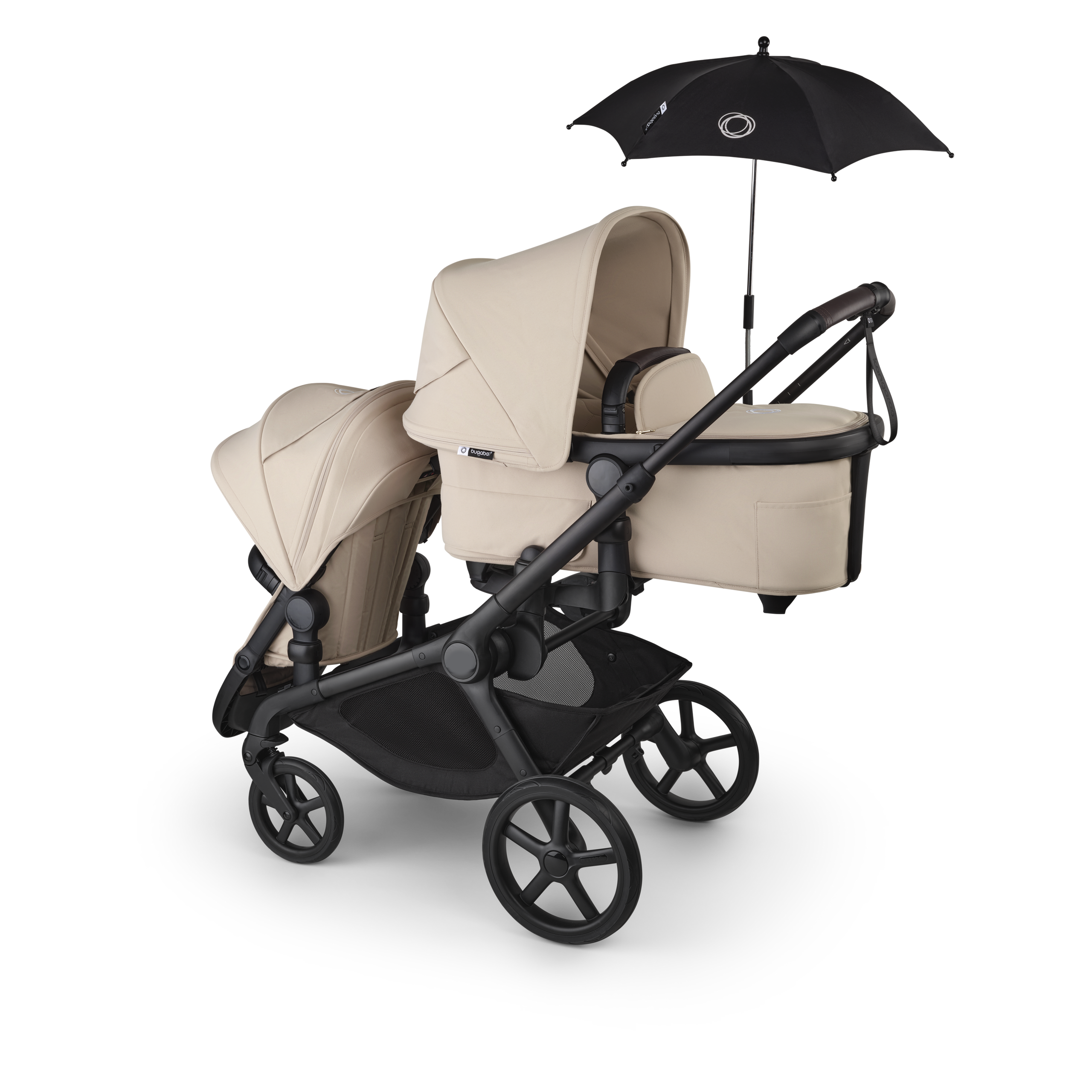 Bugaboo Kangaroo tandem stroller black base, forest green fabrics, forest green sun canopy test - Thumbnail Slide 14 of 15