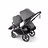 Bugaboo Kangaroo tandem stroller black base, moon grey fabrics, moon grey sun canopy - Thumbnail Slide 5 of 20