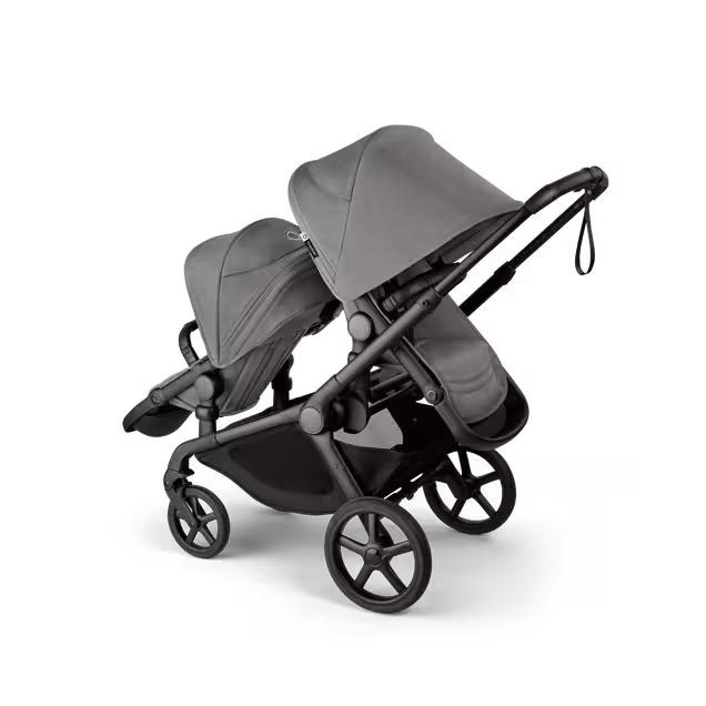 Bugaboo Kangaroo tandem stroller black base, moon grey fabrics, moon grey sun canopy - Main Image Slide 5 of 20