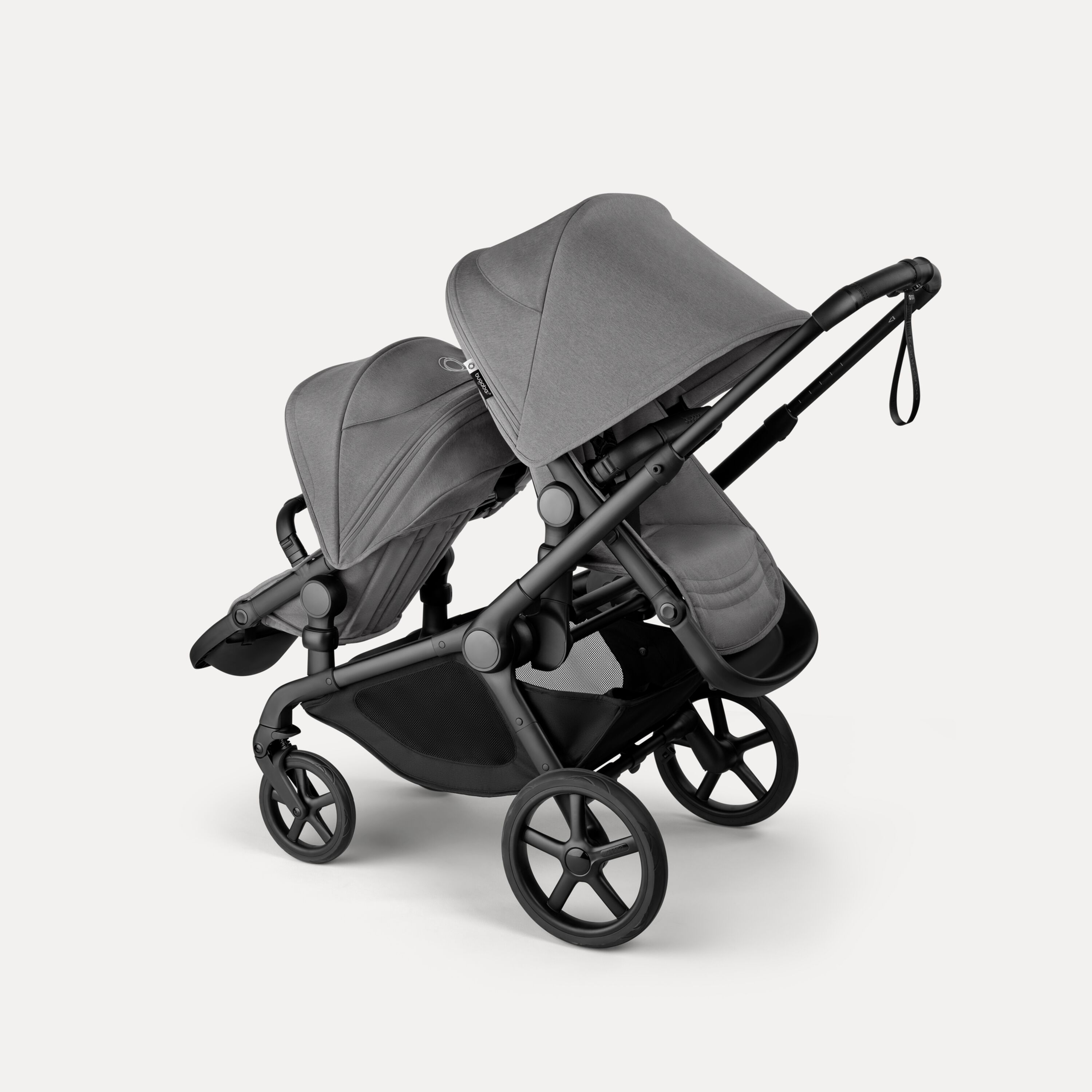 Bugaboo Kangaroo tandem stroller black base, moon grey fabrics, moon grey sun canopy - Main Modal Image Slide 5 of 20
