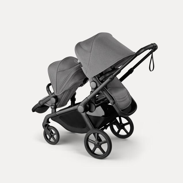 Bugaboo Kangaroo tandem stroller black base, moon grey fabrics, moon grey sun canopy - Main Image Slide 5 of 20