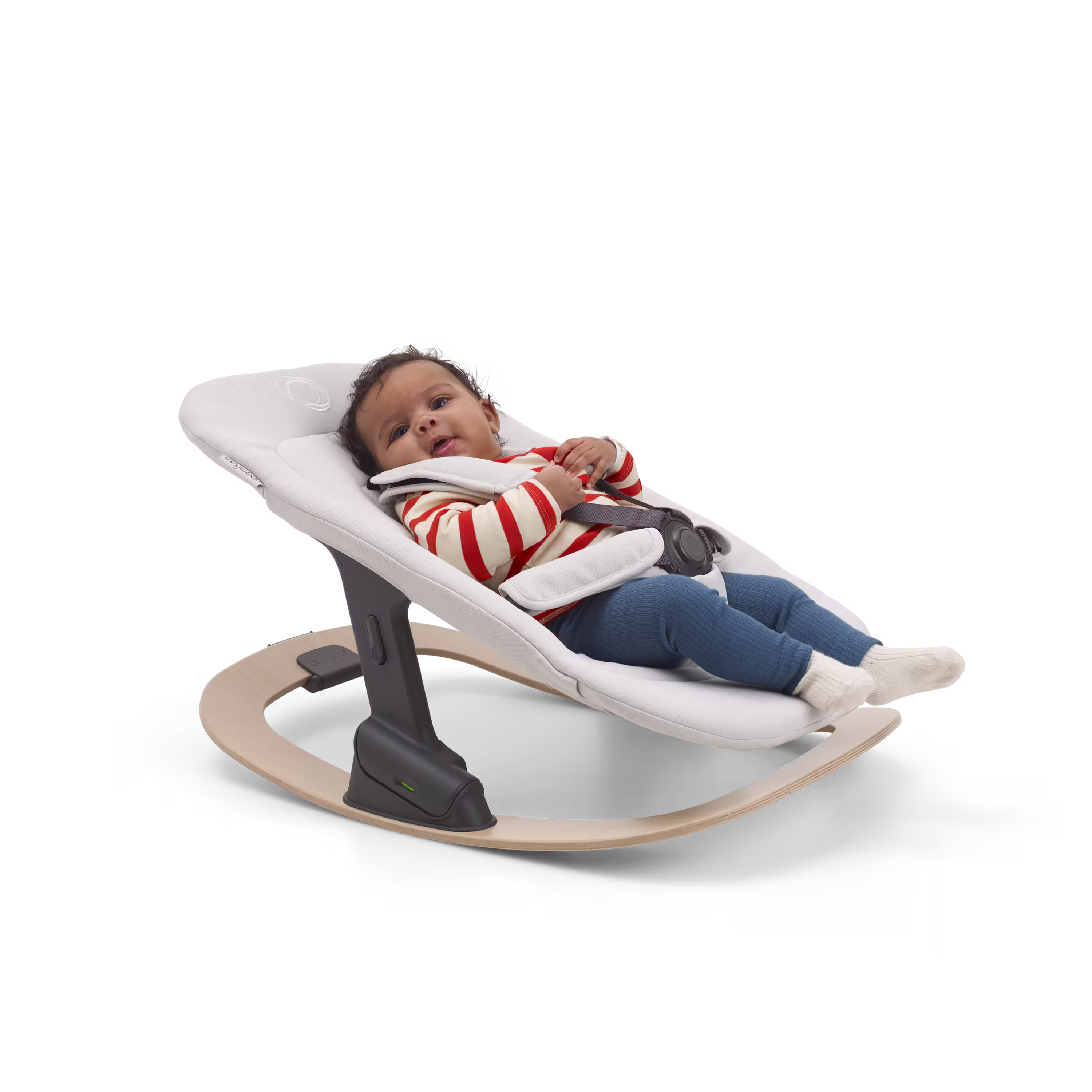 Baby in a Bugaboo Giraffe rocker (comprised of the rocker frame and newborn set). - Main Modal Image Slide 4 of 7