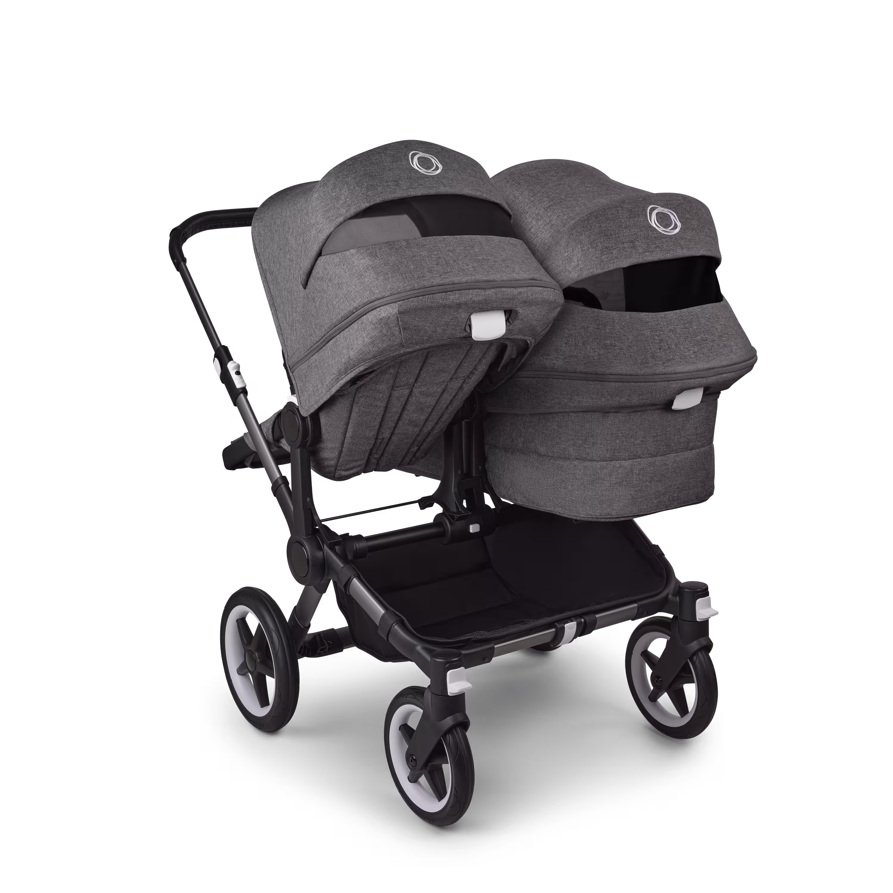 Bugaboo Donkey 5 Duo double stroller graphite base, grey mélange fabrics, grey mélange sun canopy - Main Modal Image Slide 4 of 11