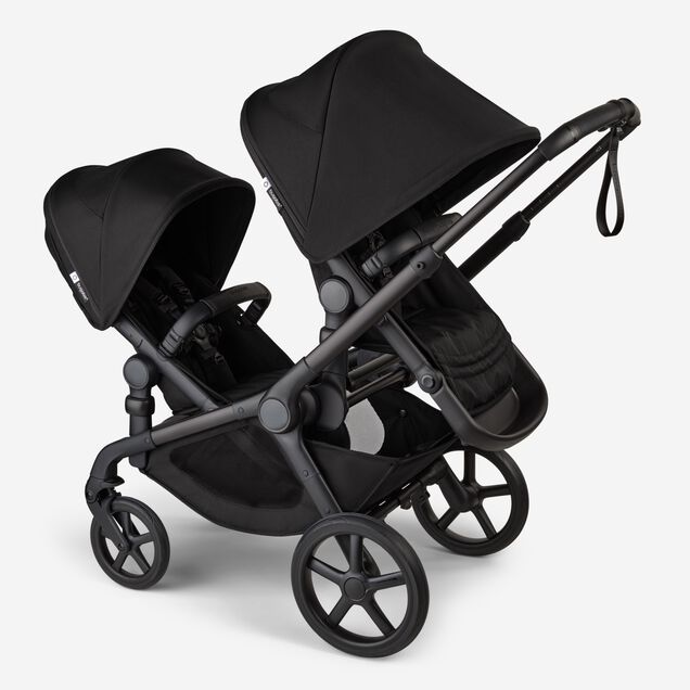 Bugaboo Kangaroo 2-in-1 tandem stroller with two seats facing the parent, with Midnight Black fabrics and Midnight Black sun canopies. - Main Image Slide 11 of 18