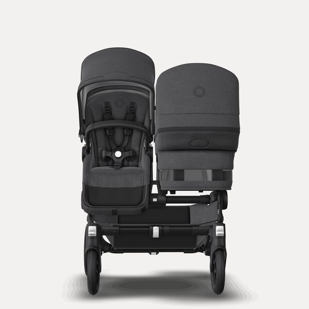 Bugaboo Donkey 5 Duo double stroller black base, mineral washed black fabrics, mineral washed black sun canopy - Main Image Slide 2 van 10