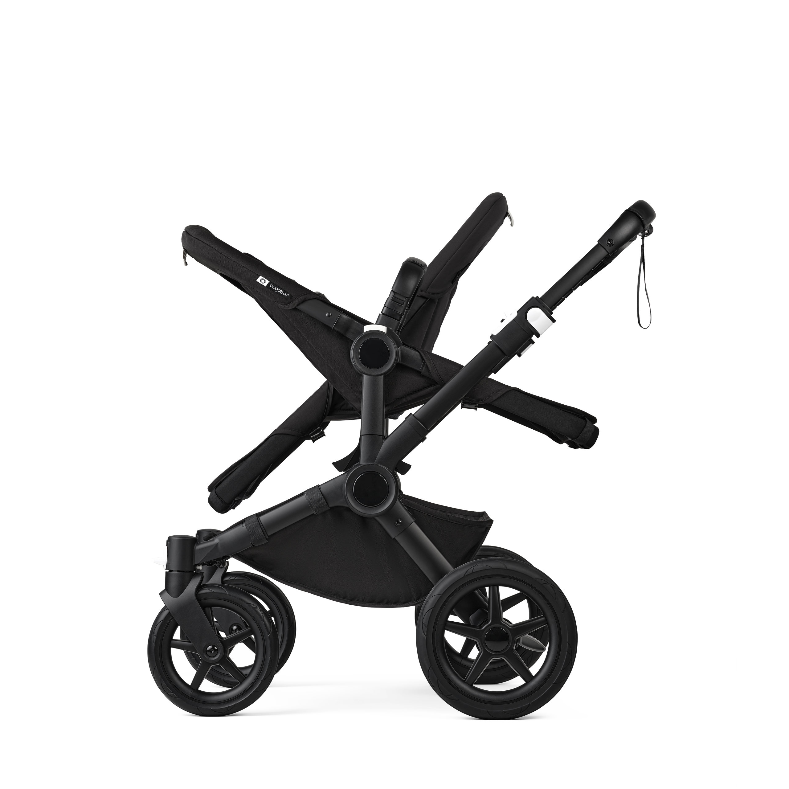 Bugaboo Donkey 5 Duo double stroller graphite base, grey mélange fabrics, grey mélange sun canopy - Thumbnail Slide 8 of 11