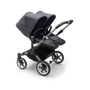 Bugaboo Donkey 5 Twin bassinet and seat stroller graphite base, stormy blue fabrics, stormy blue sun canopy - Thumbnail Slide 2 of 12
