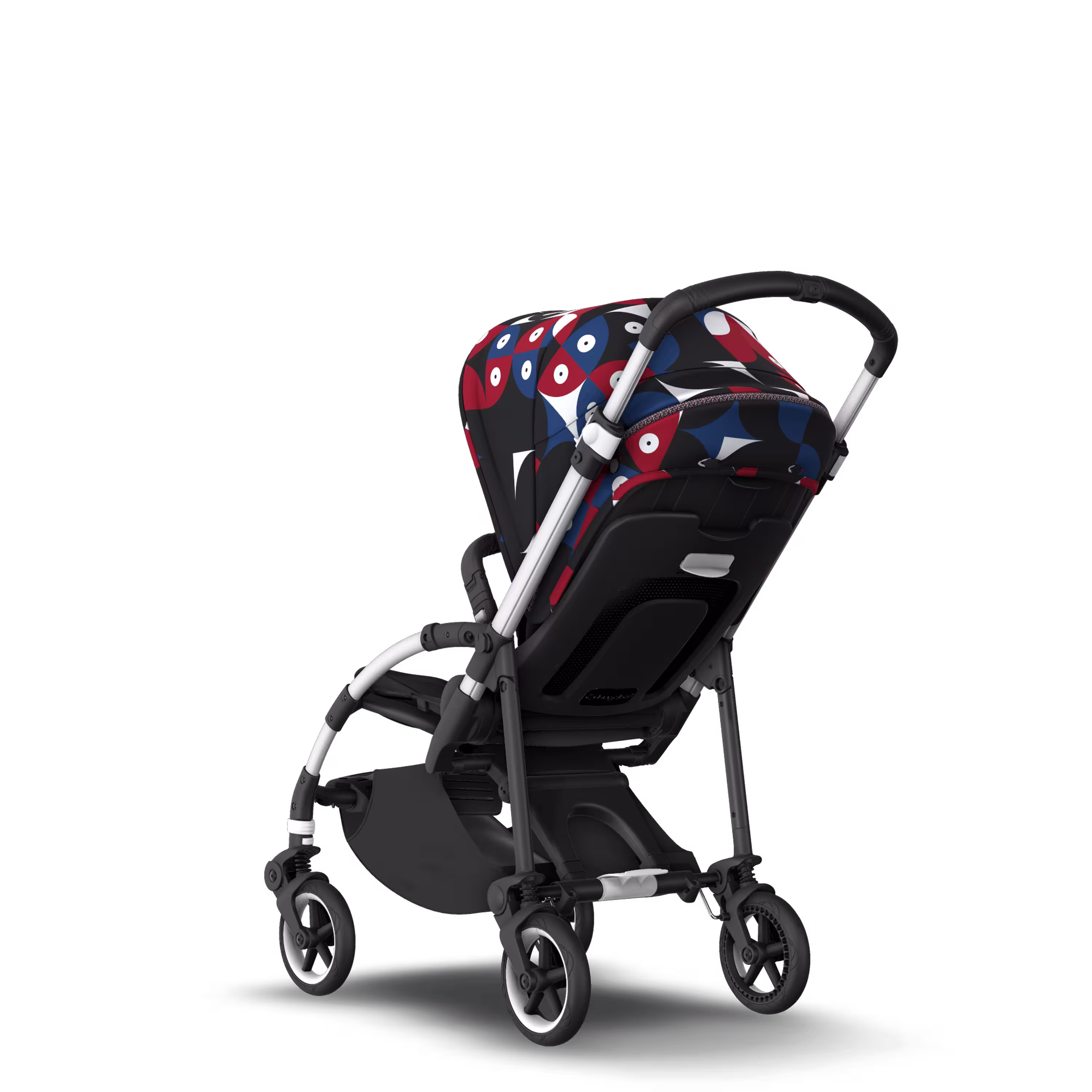 Bugaboo Bee 6 bassinet and seat stroller aluminium base, black fabrics, animal explorer red/blue sun canopy - Main Modal Image Slide 2 of 6