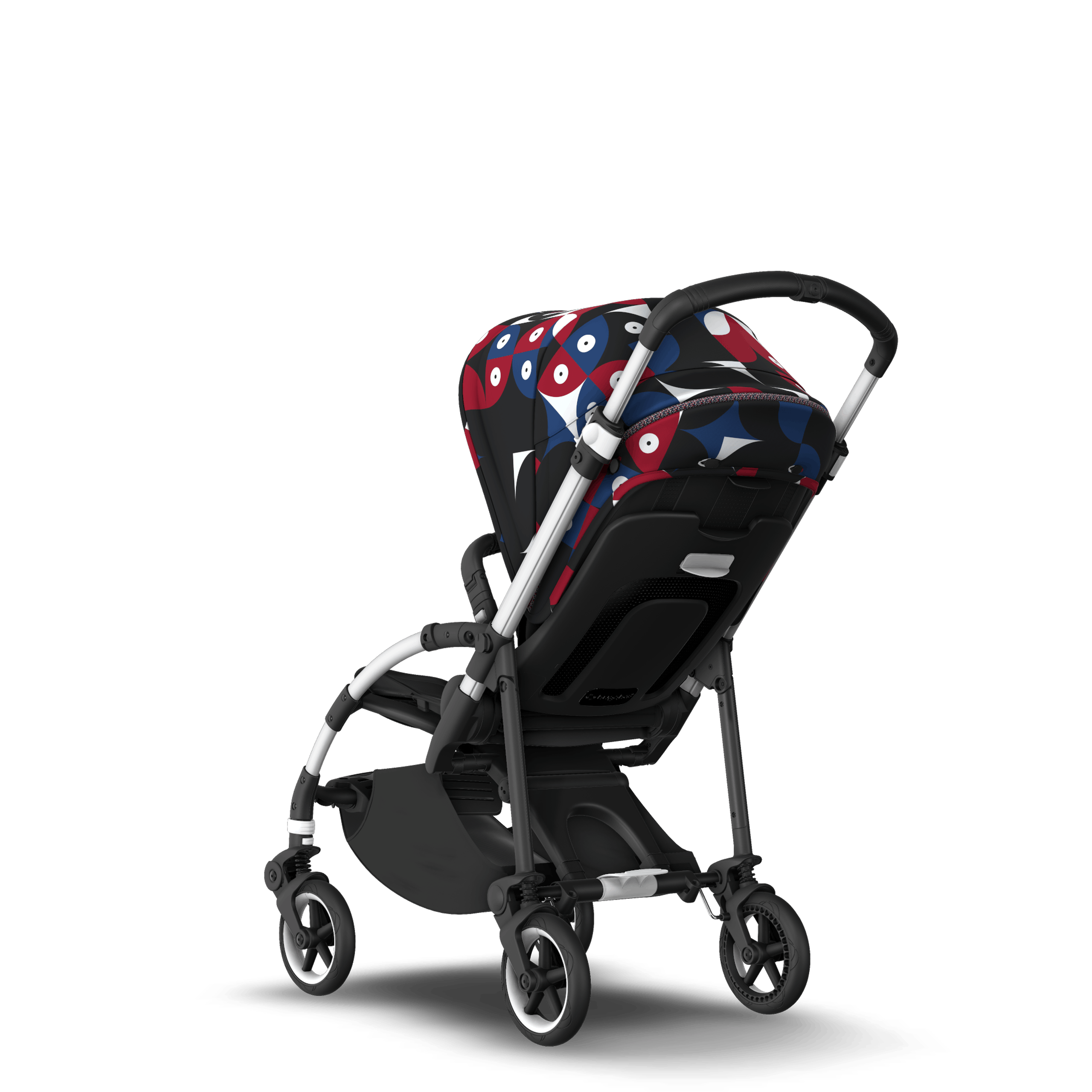 Bugaboo Bee 6 bassinet and seat stroller aluminium base, black fabrics, animal explorer red/blue sun canopy - Thumbnail Slide 2 of 6