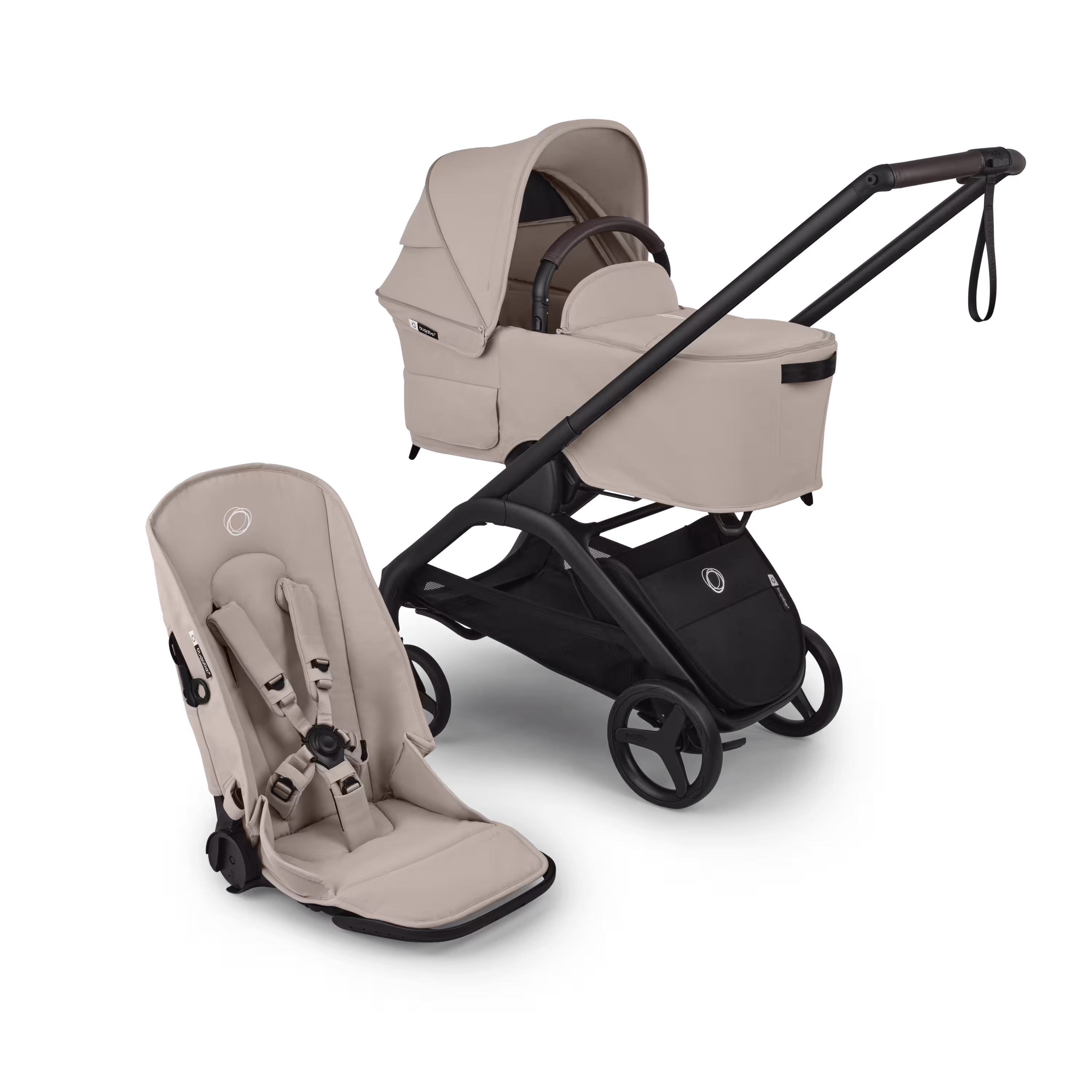 Bugaboo Dragonfly Plus 2-in-1 stroller black base, desert taupe fabrics, desert taupe sun canopy - Main Modal Image Slide 1 of 11