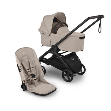 Bugaboo Dragonfly Plus 2-in-1 stroller black base, desert taupe fabrics, desert taupe sun canopy