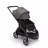 Bugaboo Dragonfly seat stroller with black chassis, midnight black fabrics and forest green sun canopy. The sun canopy is fully extended. - Thumbnail Slide 3 of 16