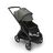Bugaboo Dragonfly seat stroller with black chassis, midnight black fabrics and forest green sun canopy. The sun canopy is fully extended. - Thumbnail Slide 3 of 16