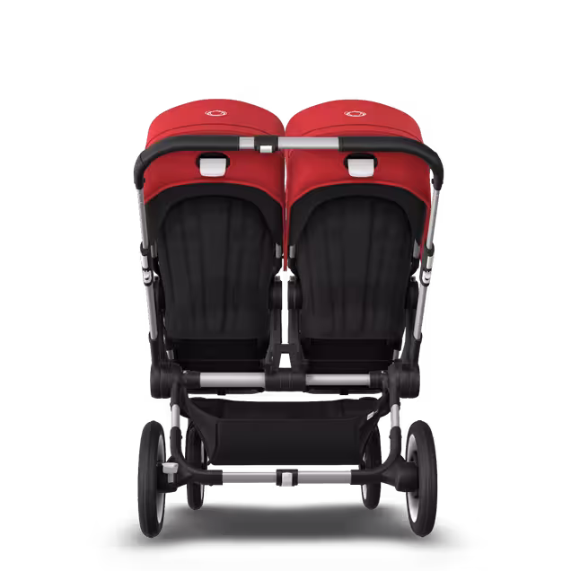 Bugaboo Donkey 3 Twin seat and bassinet stroller red sun canopy, black fabrics, aluminium base - Main Image Slide 7 of 9