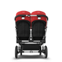 Bugaboo Donkey 3 Twin seat and bassinet stroller red sun canopy, black fabrics, aluminium base - Thumbnail Slide 7 of 9