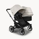 Bugaboo Donkey 5 Duo double stroller graphite base, midnight black fabrics, misty white sun canopy