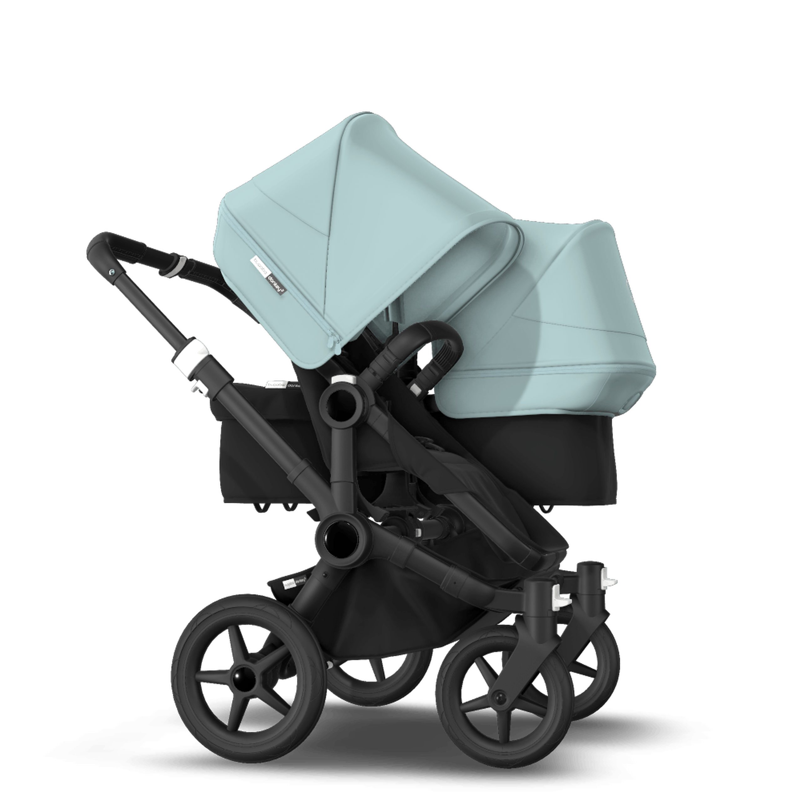 Bugaboo Donkey 3 Duo seat and bassinet stroller vapor blue sun canopy, black fabrics, black base - Thumbnail Slide 4 of 5
