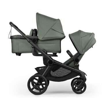 Bugaboo Kangaroo tandem pram black base, forest green fabrics, forest green sun canopy - view 2