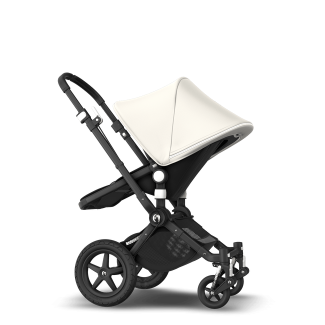 Bugaboo Cameleon 3 Plus seat and bassinet stroller fresh white sun canopy, black fabrics, black base