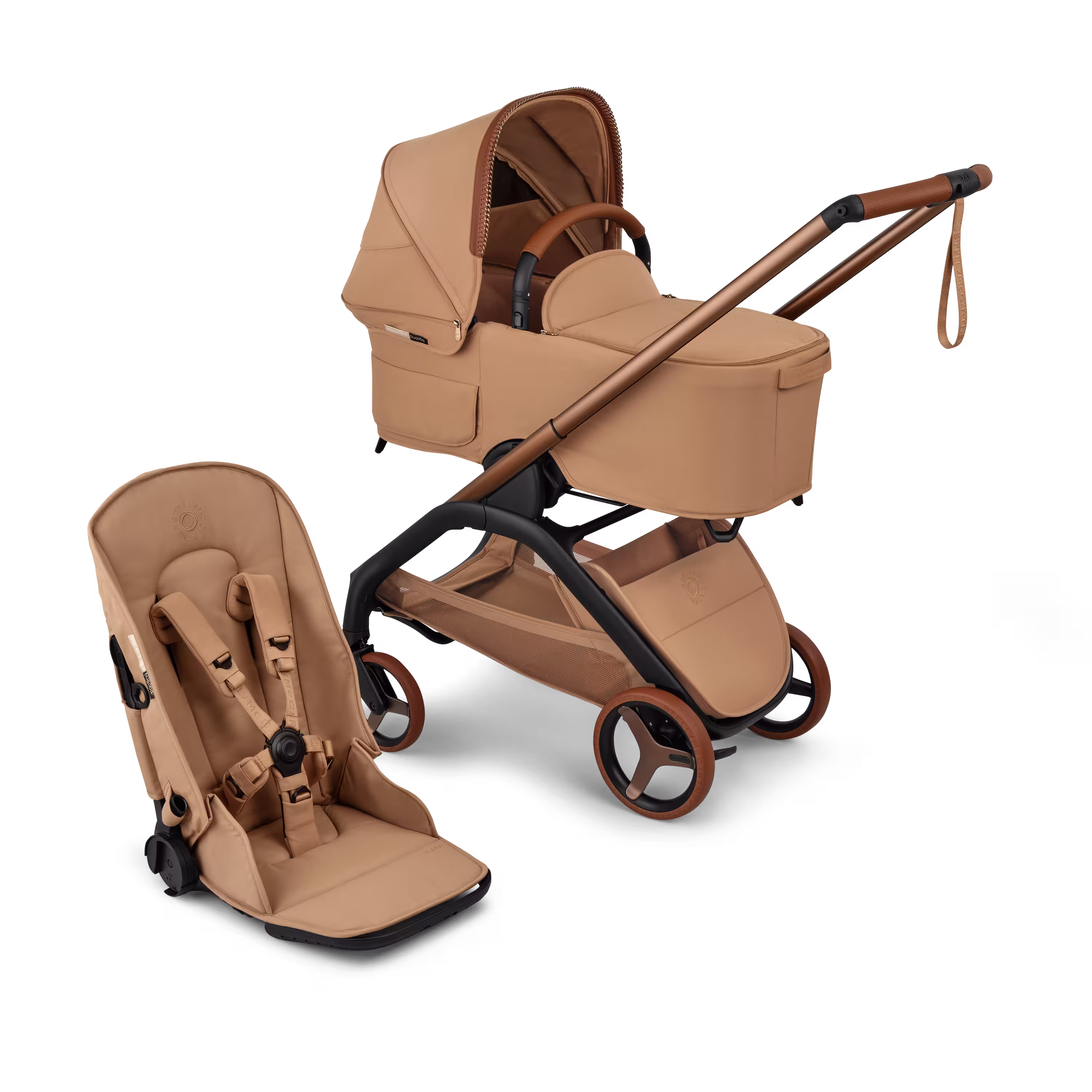 Bugaboo x Stella McCartney Dragonfly Plus 2-in-1 pram tobacco brown base, tobacco brown fabrics, tobacco brown sun canopy - Main Modal Image Slide 1 of 12