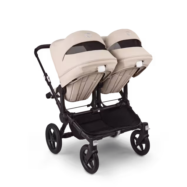 Bugaboo Donkey 5 twin pushchair black base, desert taupe fabrics, desert taupe sun canopy - Main Image Slide 4 of 12