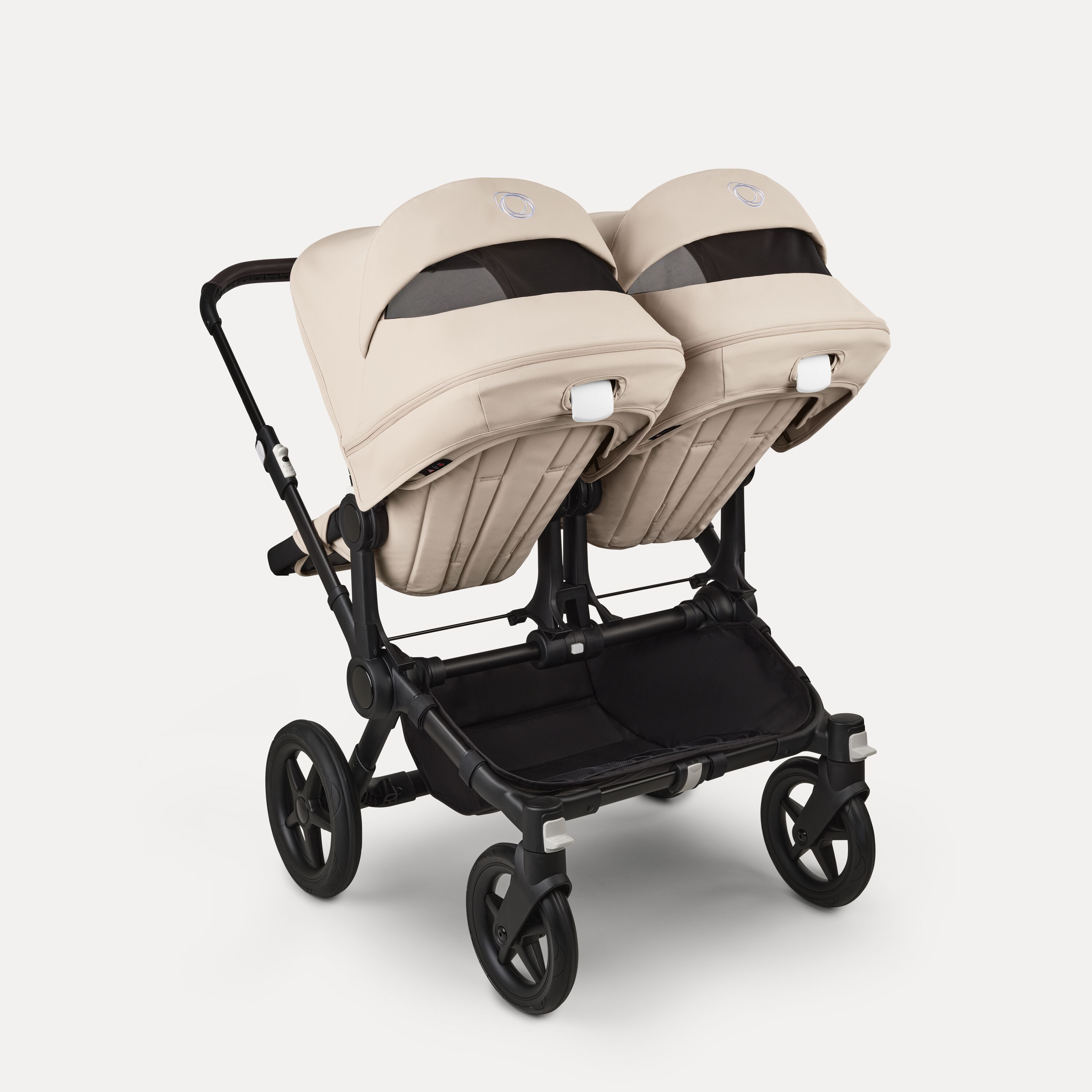 Bugaboo Donkey 5 twin pushchair black base, desert taupe fabrics, desert taupe sun canopy - Main Modal Image Slide 4 of 12