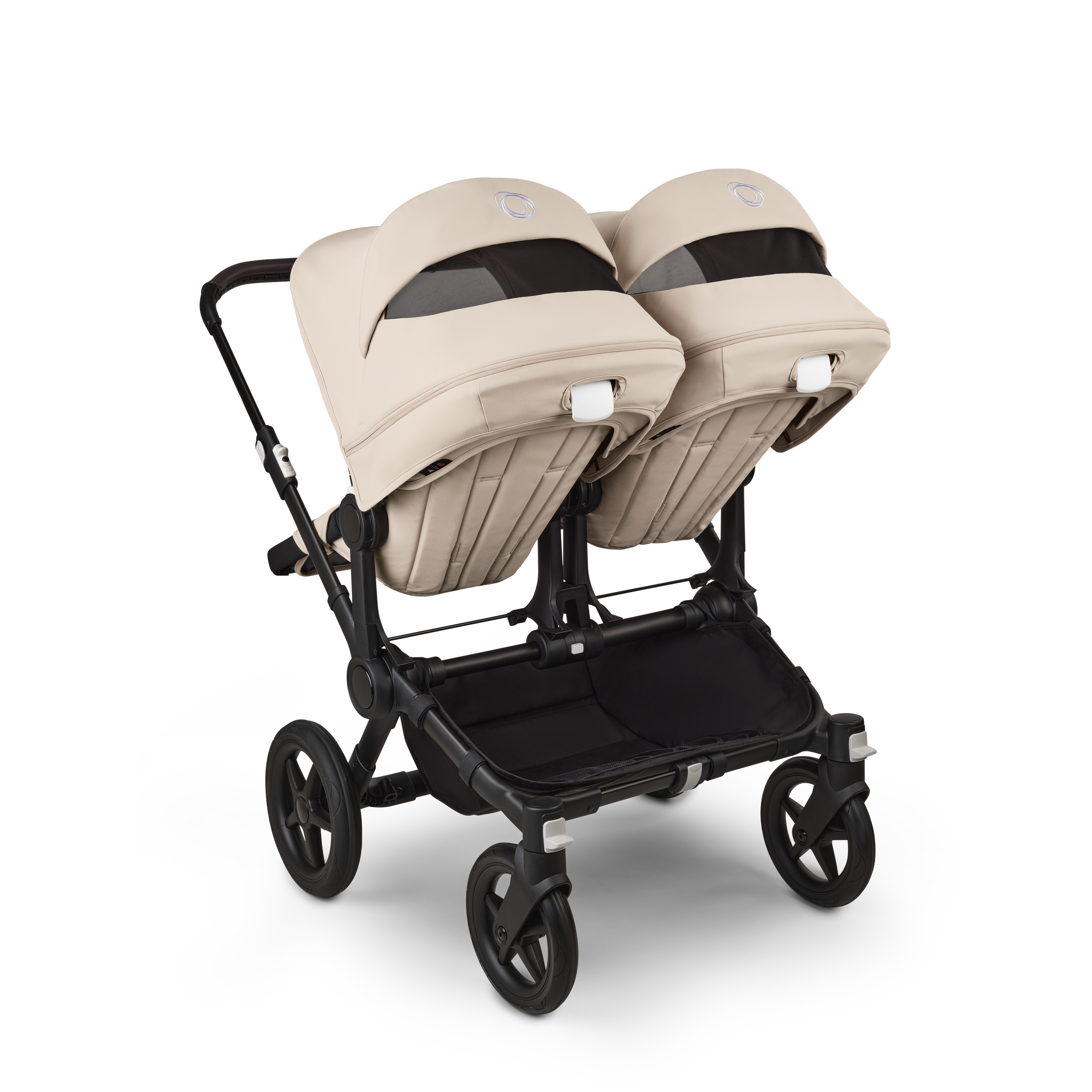 Bugaboo Donkey 5 twin pushchair black base, desert taupe fabrics, desert taupe sun canopy - Thumbnail Slide 4 of 12