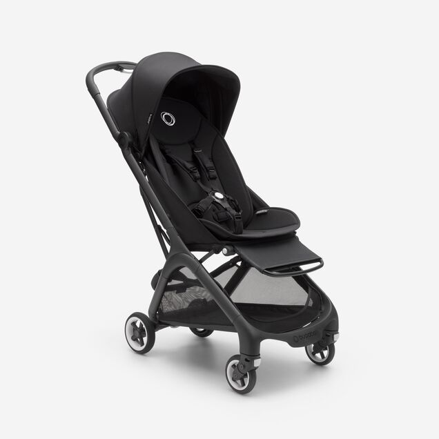 Bugaboo Butterfly travel stroller black base, midnight black fabrics, midnight black sun canopy - Main Image Slide 1 of 14
