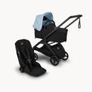 Bugaboo Dragonfly Plus 2-in-1 stroller black base, heritage black fabrics, skyline blue sun canopy